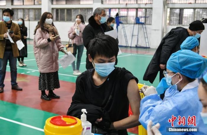 資料圖：安徽農(nóng)業(yè)大學(xué)學(xué)生在校園新冠疫苗接種點接種疫苗。 <a target='_blank' href='/'>中新社</a>記者 韓蘇原 攝