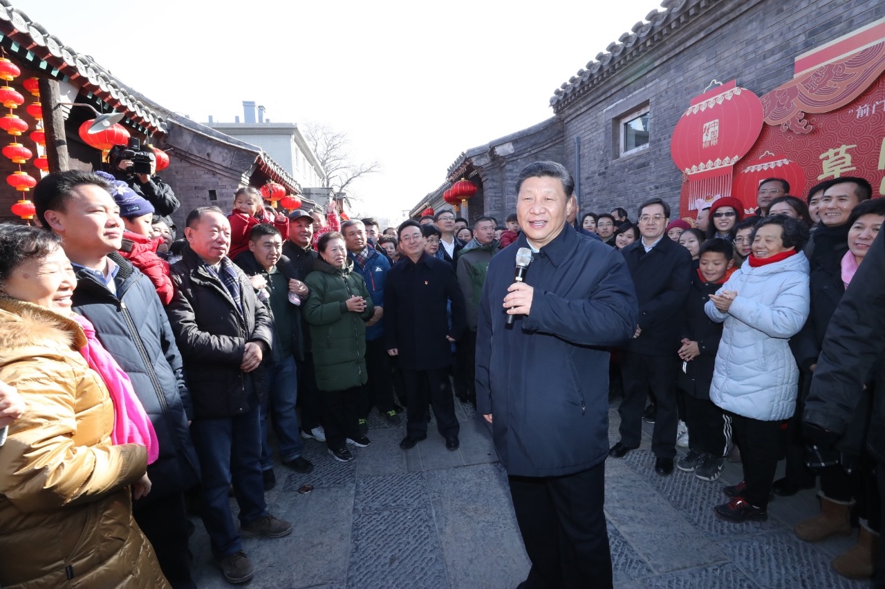 2019年2月1日，習(xí)近平總書記在前門東區(qū)草廠四條胡同給大家拜年，并向全國各族人民致以新春祝福。