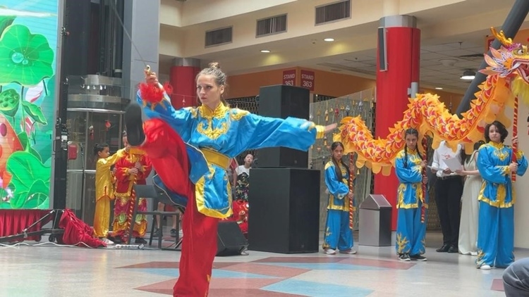 羅馬尼亞人舞龍舞獅隊(duì)進(jìn)行精彩表演。中國(guó)駐羅馬尼亞大使館領(lǐng)僑處供圖